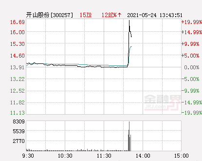 快讯：开山股份涨停 报于16.69元